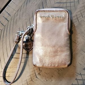 Coach Poppy Gold Card Case Wristlet